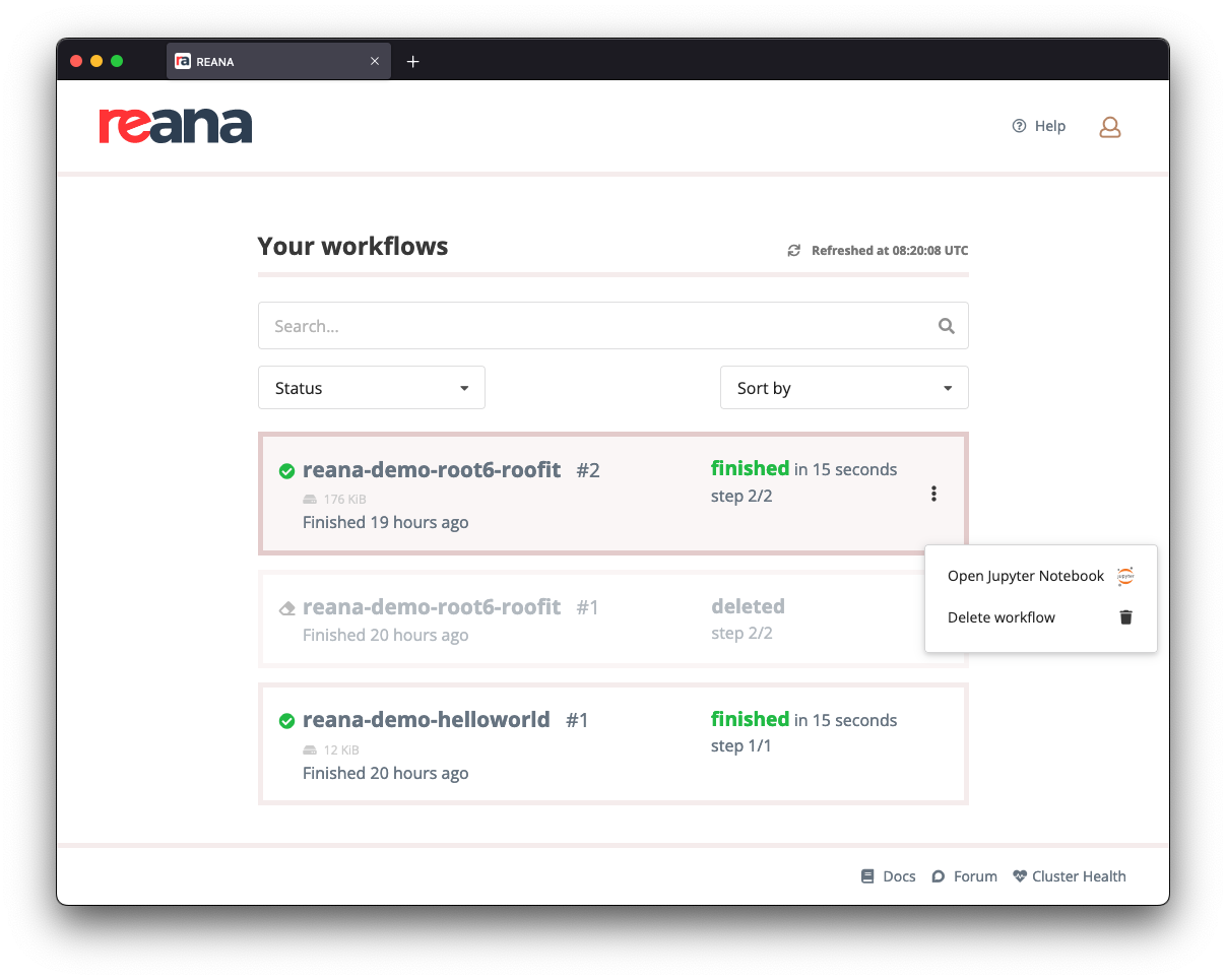 "Delete workflow" menu option